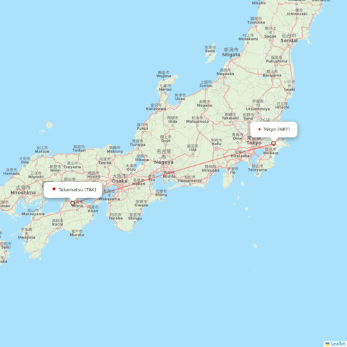 Jetstar Japan flights between Takamatsu and Tokyo