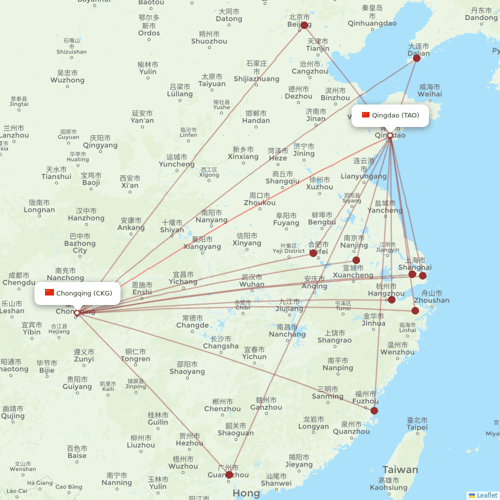 West Air (China) flights between Qingdao and Chongqing