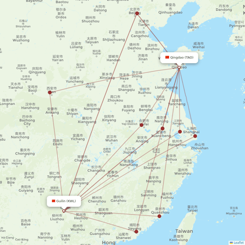 Air Guilin flights between Qingdao and Guilin