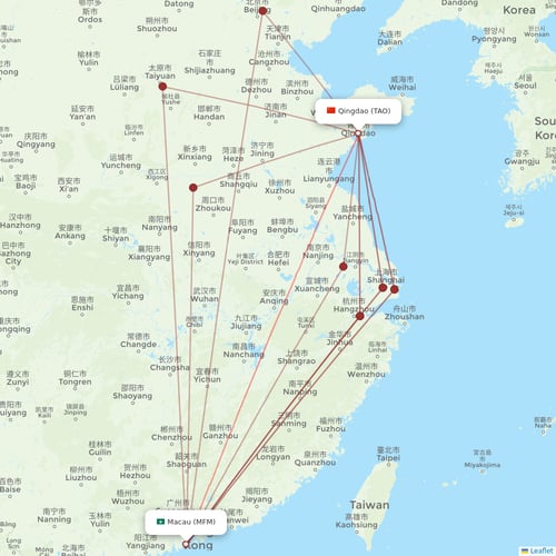 Air Macau flights between Qingdao and Macau