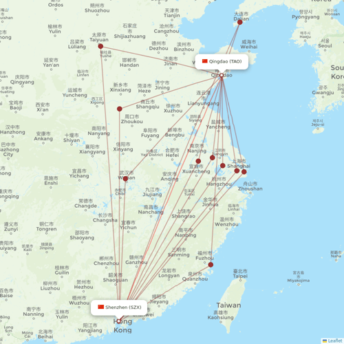 Shenzhen Airlines flights between Qingdao and Shenzhen