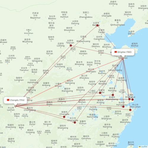 Qingdao Airlines flights between Qingdao and Chengdu