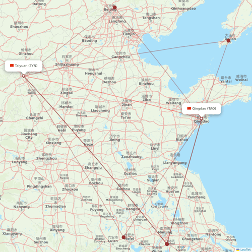 Ruili Airlines flights between Qingdao and Taiyuan