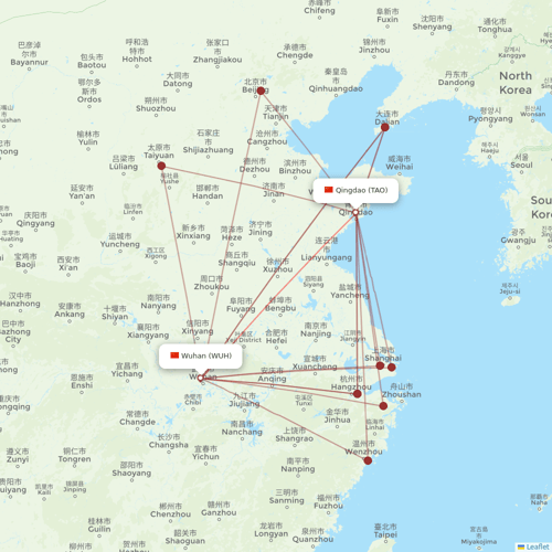 Suparna Airlines flights between Qingdao and Wuhan
