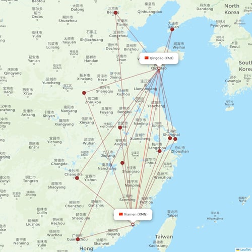 Xiamen Airlines flights between Qingdao and Xiamen