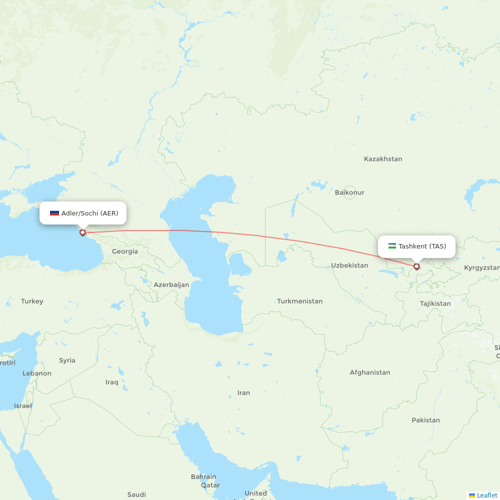 Uzbekistan Airways flights between Tashkent and Adler/Sochi