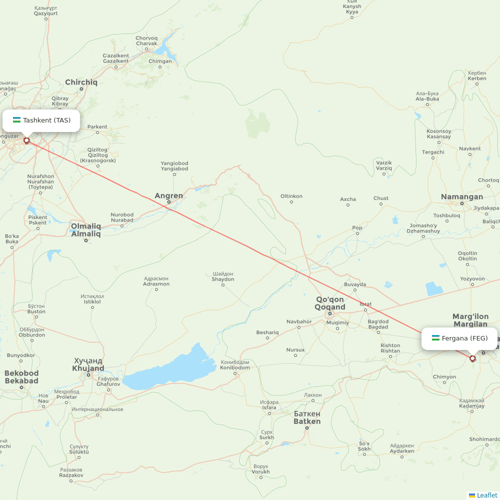 Taban Airlines flights between Tashkent and Fergana