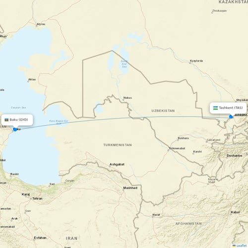 AZAL Azerbaijan Airlines flights between Tashkent and Baku