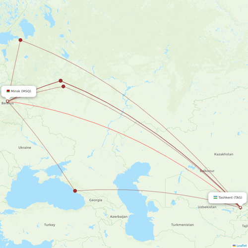 Belavia flights between Tashkent and Minsk