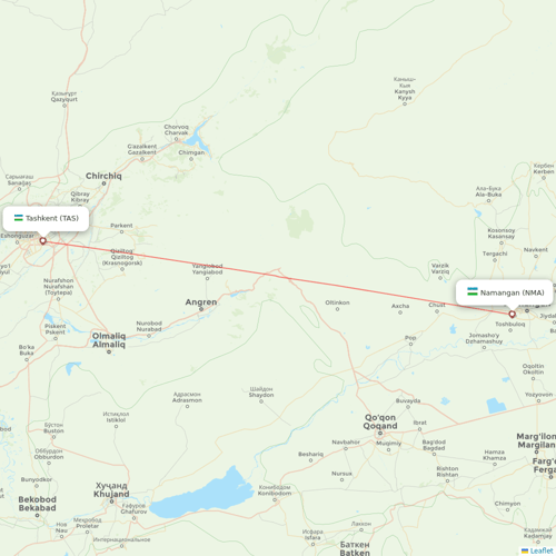 US Airways flights between Tashkent and Namangan