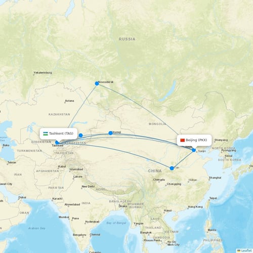 Taban Airlines flights between Tashkent and Beijing