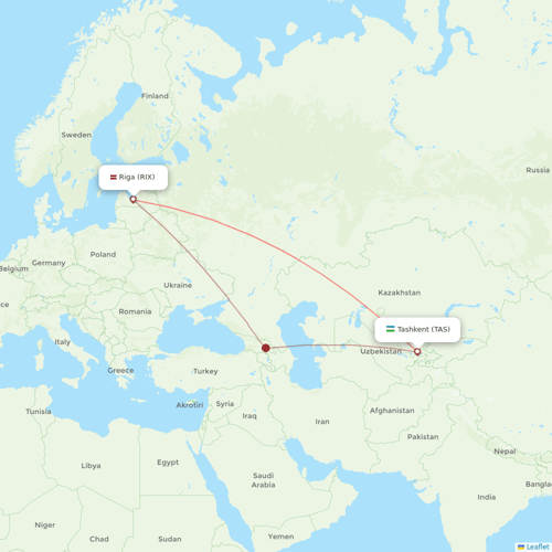 Uzbekistan Airways flights between Tashkent and Riga