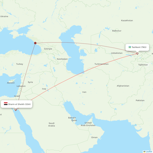 Nile Air flights between Tashkent and Sharm el Sheikh