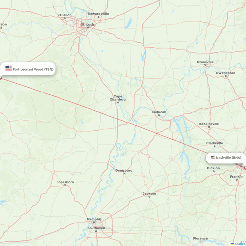 Contour Aviation flights between Fort Leonard Wood and Nashville