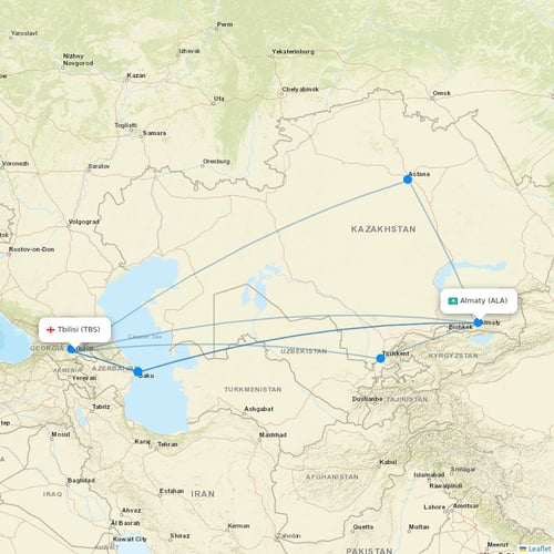 Air Astana flights between Tbilisi and Almaty