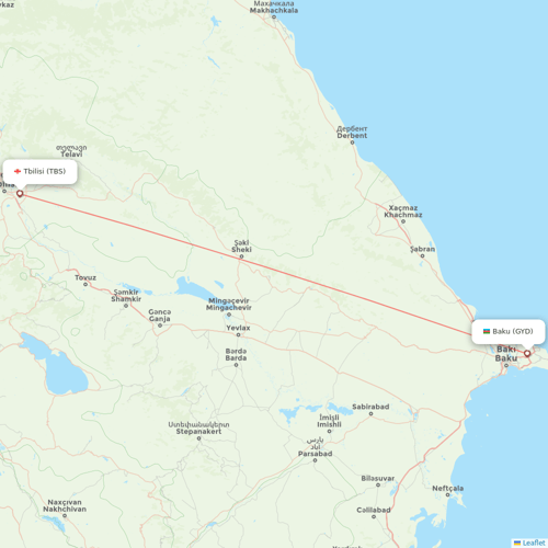 Dart Airlines flights between Tbilisi and Baku