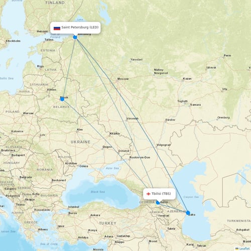 Red Wings flights between Tbilisi and Saint Petersburg