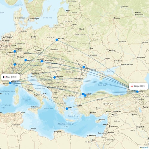 Georgian Airways flights between Tbilisi and Nice