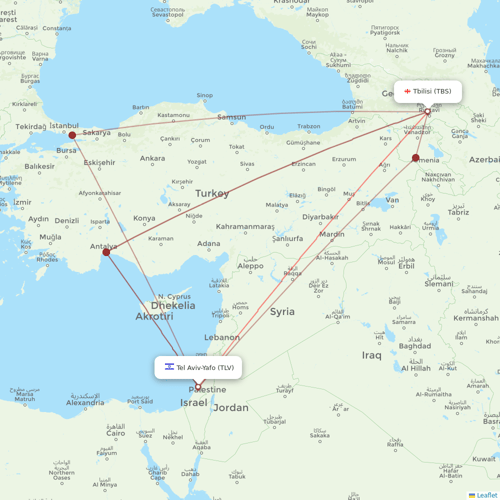 Georgian Airways flights between Tbilisi and Tel Aviv-Yafo