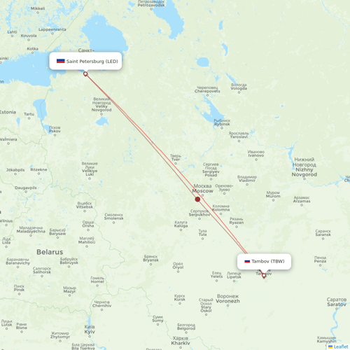 RusLine (Duplicate) flights between Tambov and Saint Petersburg