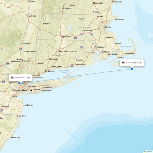 Tradewind Aviation flights between Teterboro and Nantucket