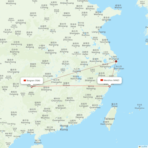 HongTu Airlines flights between Tongren and Wenzhou
