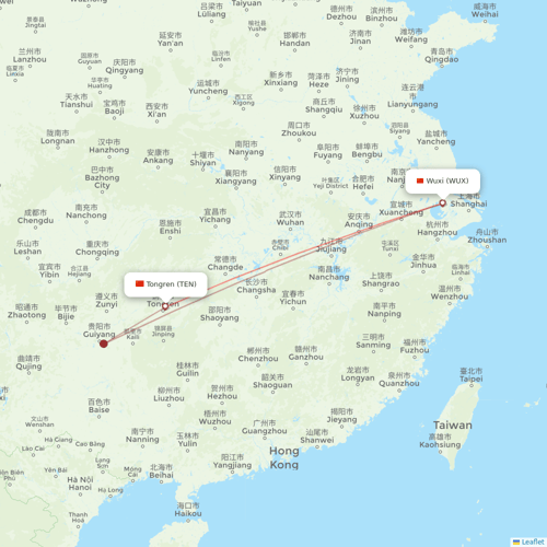 HongTu Airlines flights between Tongren and Wuxi