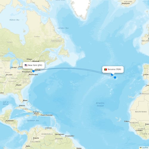 Azores Airlines flights between Terceira and New York