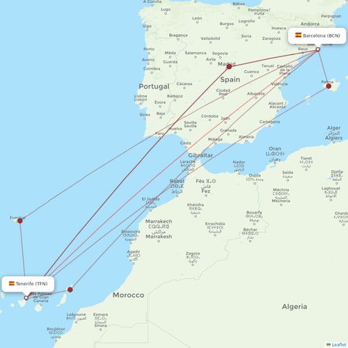 Vueling flights between Tenerife and Barcelona