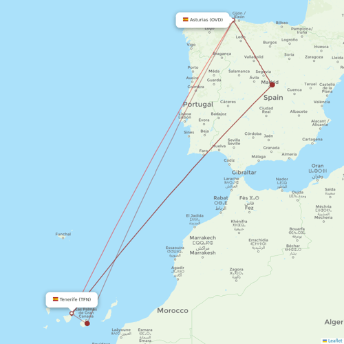 Binter Canarias flights between Tenerife and Asturias