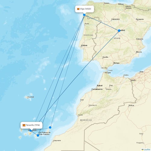 Binter Canarias flights between Tenerife and Vigo