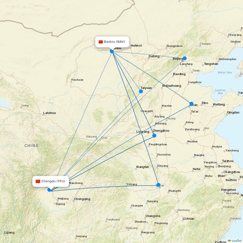Chengdu Airlines flights between Chengdu and Baotou