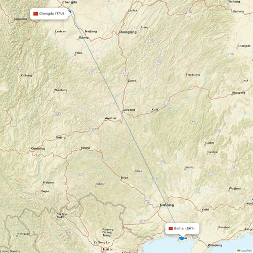 Jiangxi Airlines flights between Chengdu and Beihai