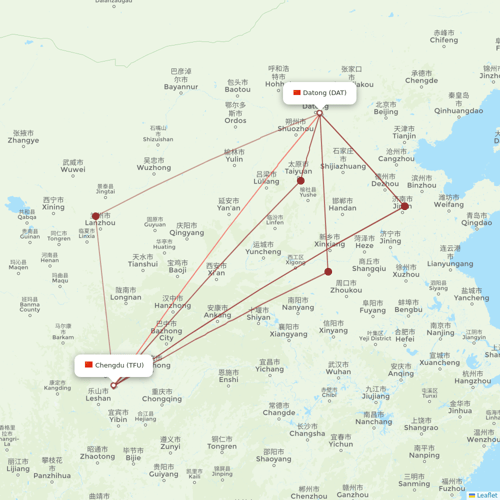 Ruili Airlines flights between Chengdu and Datong