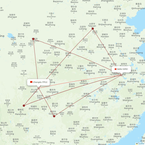 West Air (China) flights between Chengdu and Hefei