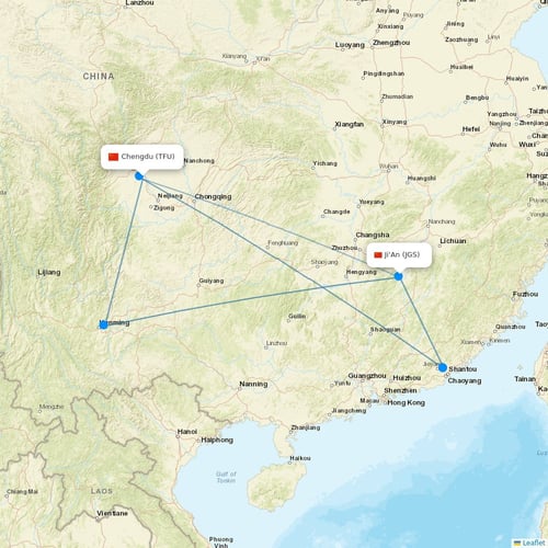 Chengdu Airlines flights between Chengdu and Ji'An