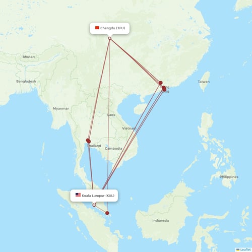 AirAsia X flights between Chengdu and Kuala Lumpur