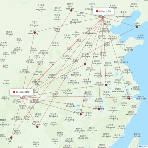 Sichuan Airlines flights between Chengdu and Beijing