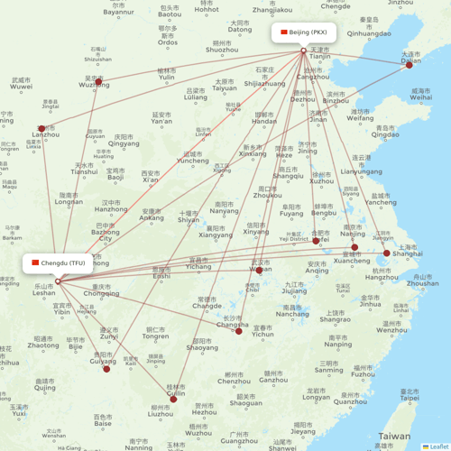 Hebei Airlines flights between Chengdu and Beijing