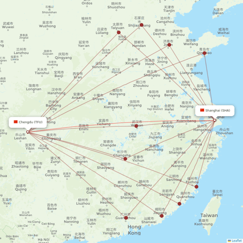 Spring Airlines flights between Chengdu and Shanghai