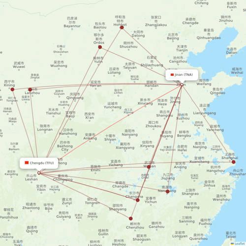 Chengdu Airlines flights between Chengdu and Jinan