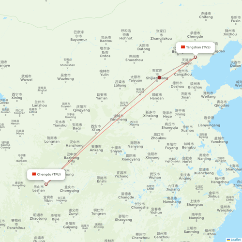 Ruili Airlines flights between Chengdu and Tangshan