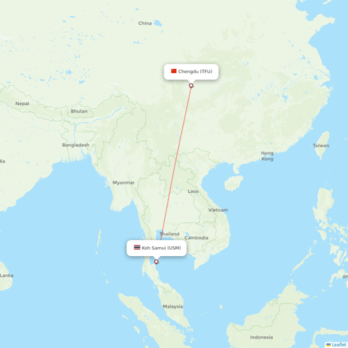 Bangkok Airways flights between Chengdu and Koh Samui
