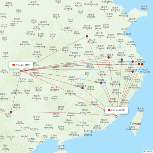 Xiamen Airlines flights between Chengdu and Xiamen