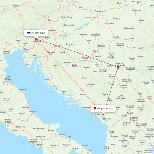 Interjet flights between Podgorica and Ljubljana