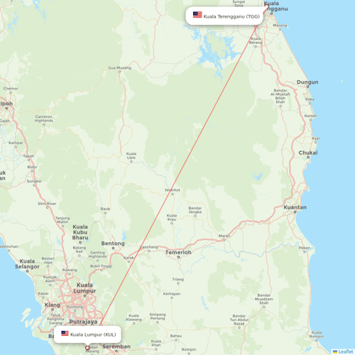 AirAsia flights between Kuala Terengganu and Kuala Lumpur
