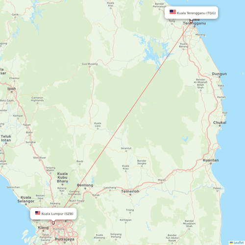 Firefly flights between Kuala Terengganu and Kuala Lumpur