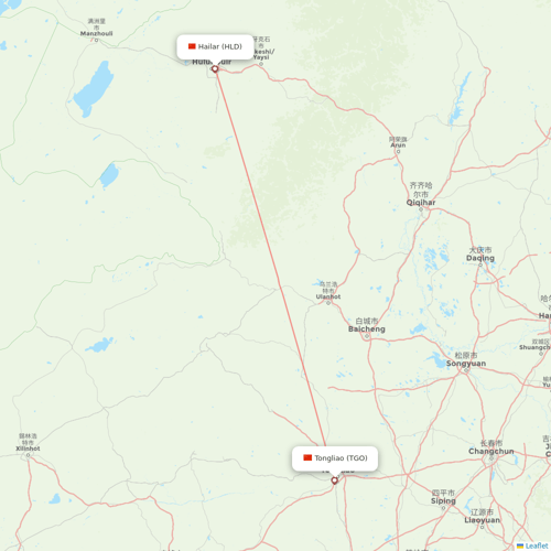 Genghis Khan Airlines flights between Tongliao and Hailar
