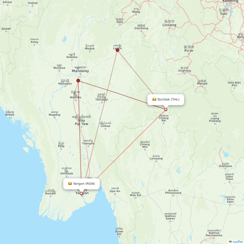 Air KBZ flights between Tachilek and Yangon
