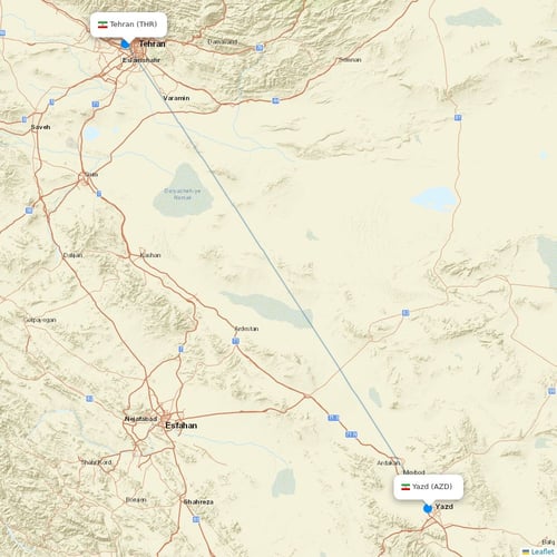 Iran Aseman Airlines flights between Tehran and Yazd